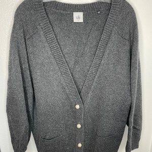 CAbi gray boyfriend cardigan with pearl snaps - L